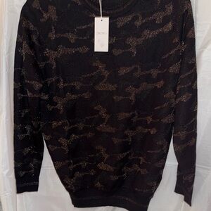 OROBLU men’s Black and Gold Camo Crewneck Sweater size M, new